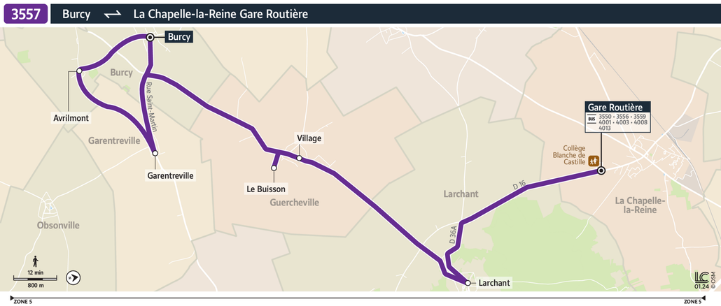 Tracé de la ligne de Bus 3557