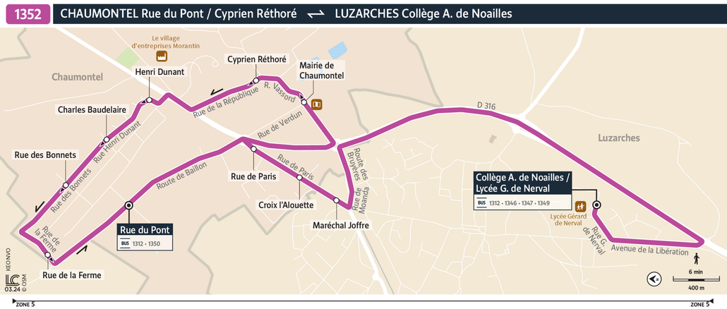 Tracé de la ligne de Bus 1352