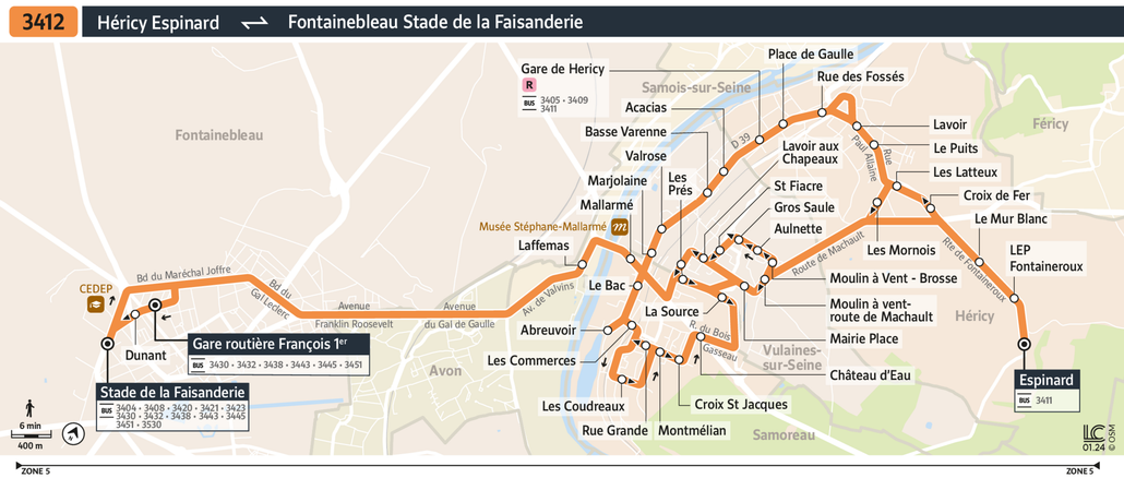 Tracé de la ligne de Bus 3412