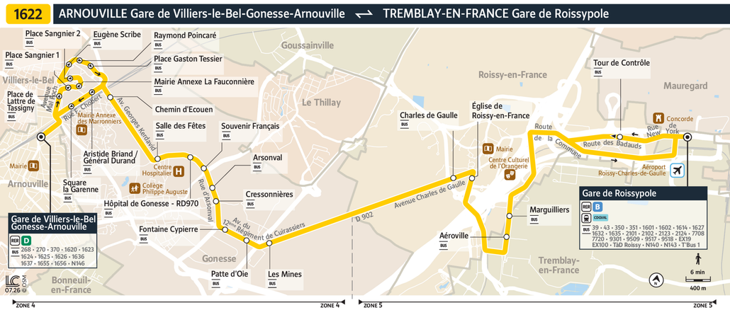 Tracé de la ligne de Bus 22
