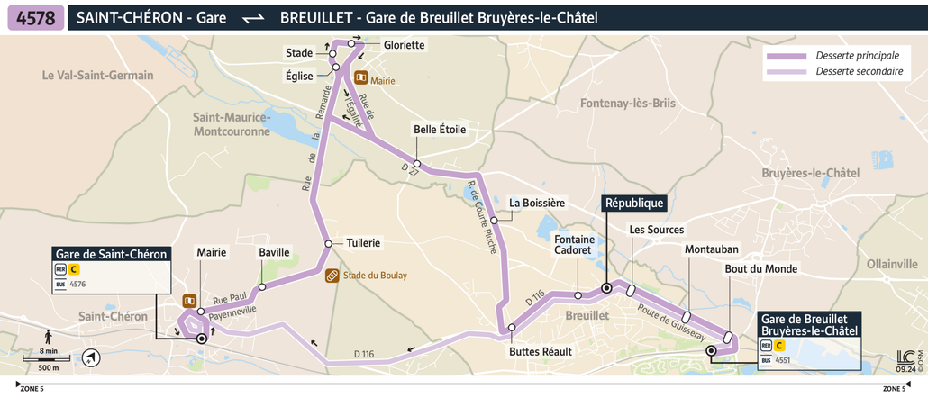 Tracé de la ligne de Bus 4578