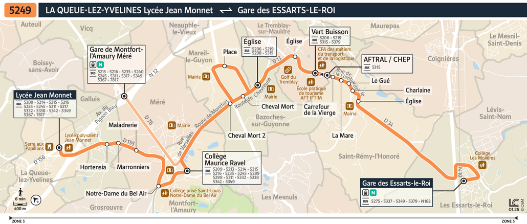 Tracé de la ligne de Bus 5249