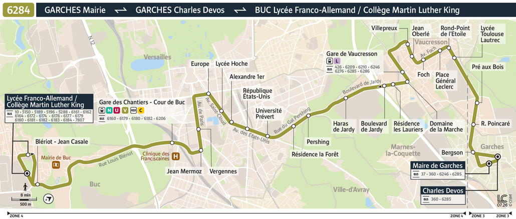 Tracé de la ligne de Bus 6284