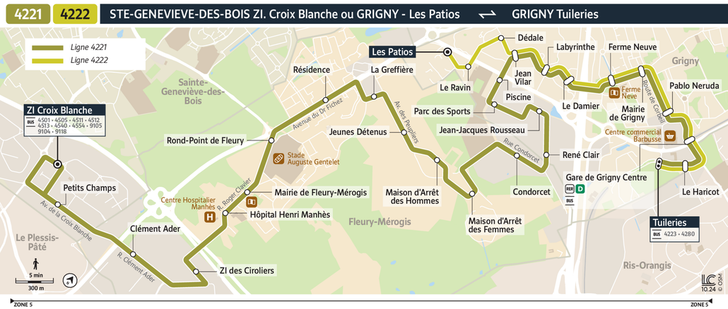 Tracé de la ligne de Bus 4222