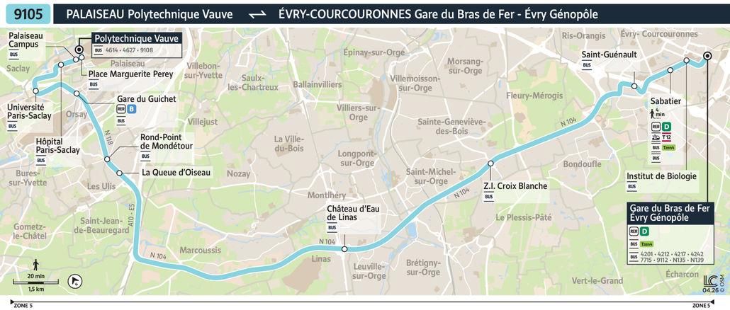 Bus line route 9105