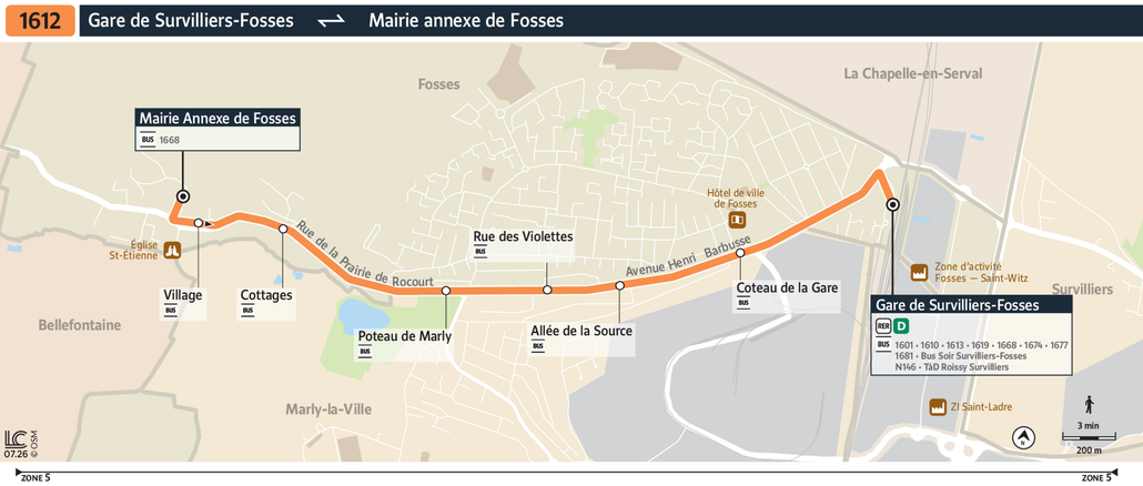 Tracé de la ligne de Bus R2