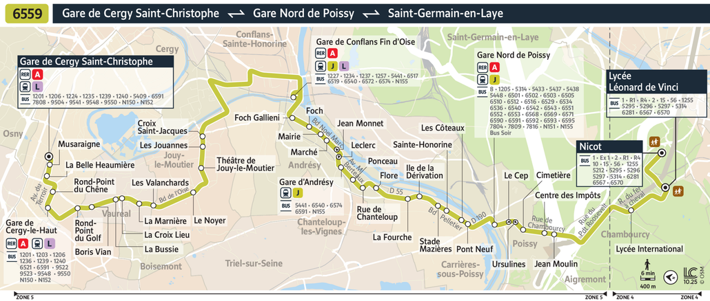 Tracé de la ligne de Bus 6559