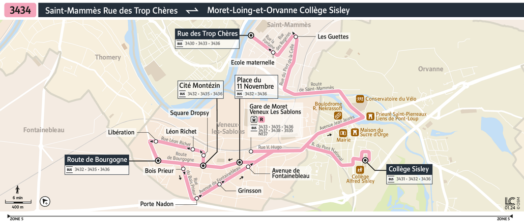 Tracé de la ligne de Bus 3434