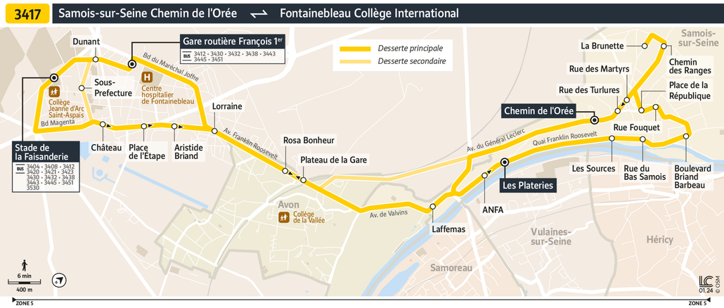 Tracé de la ligne de Bus 3417