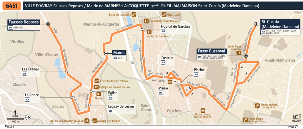 Tracé de la ligne de Bus 6451