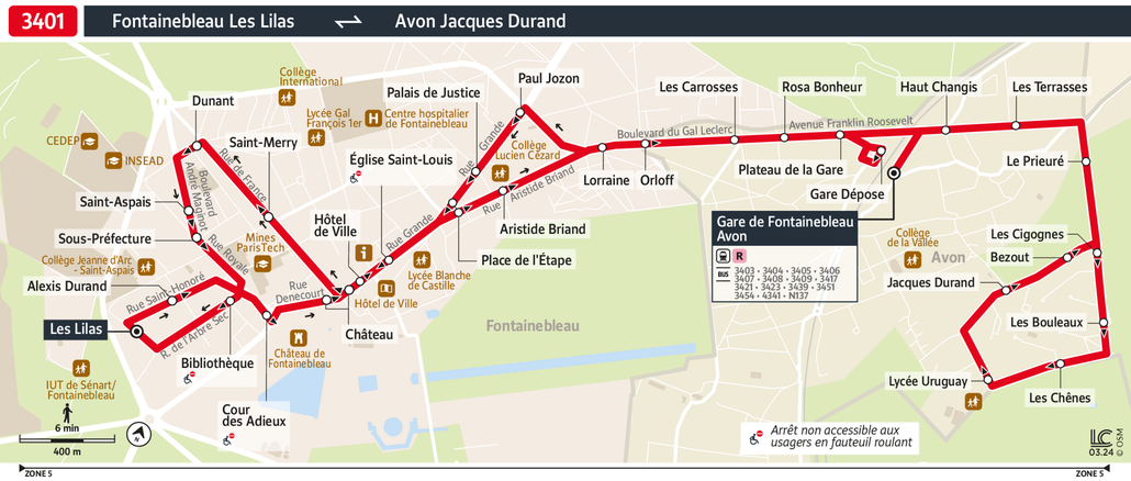Tracé de la ligne de Bus 3401