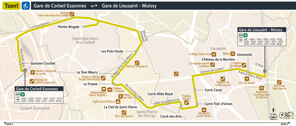 Bus line route Tzen1