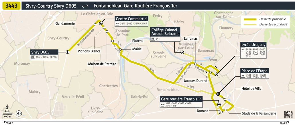 Tracé de la ligne de Bus 3443
