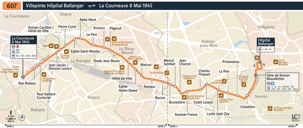Bus line route 607