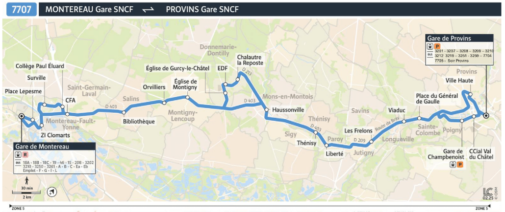 Bus line route 7707