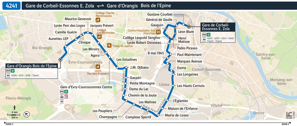 Tracé de la ligne de Bus 4241