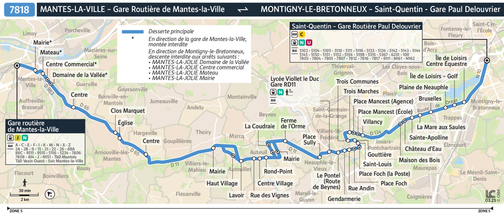 Tracé de la ligne de Bus 7818