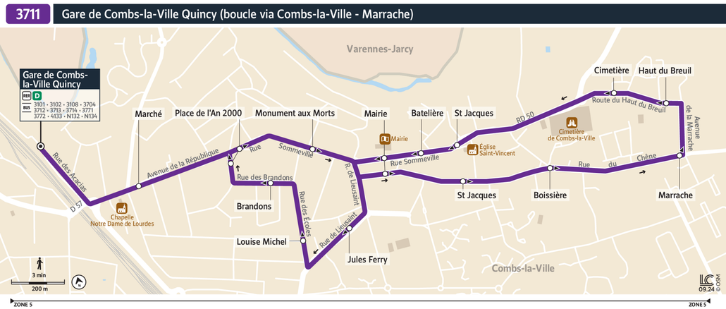 Bus line route 3711