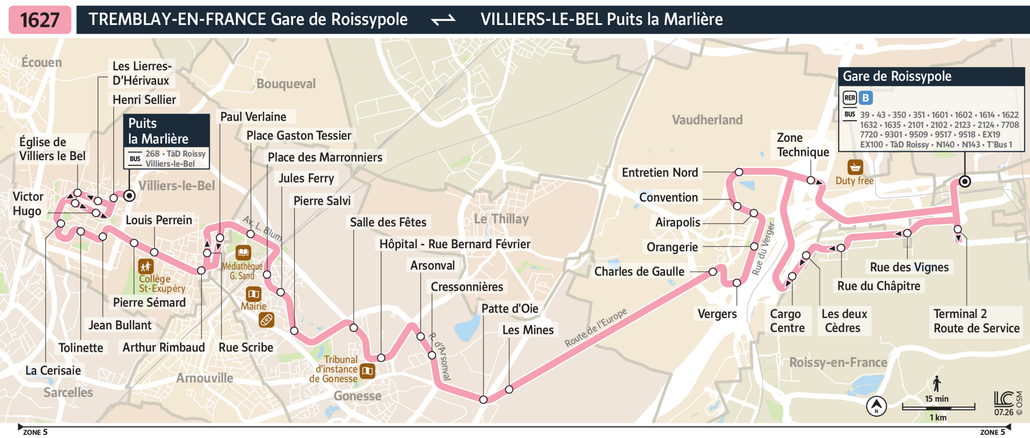 Tracé de la ligne de Bus 27
