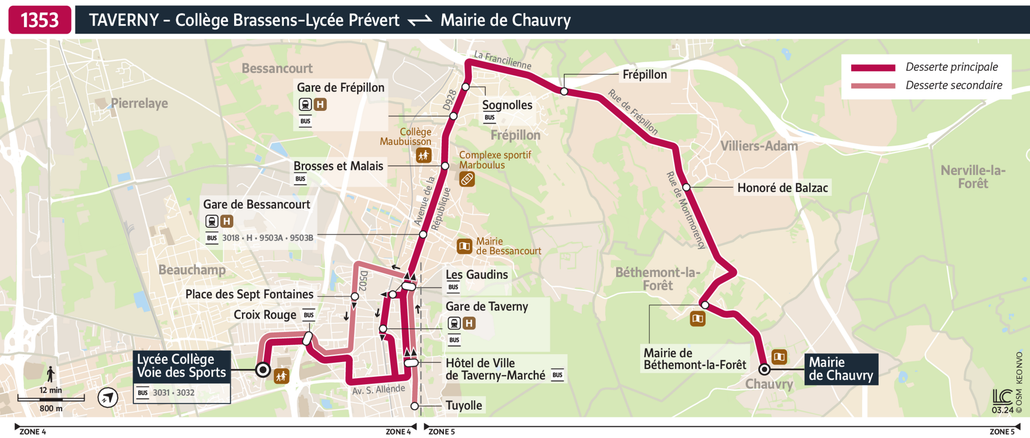 Tracé de la ligne de Bus 1353