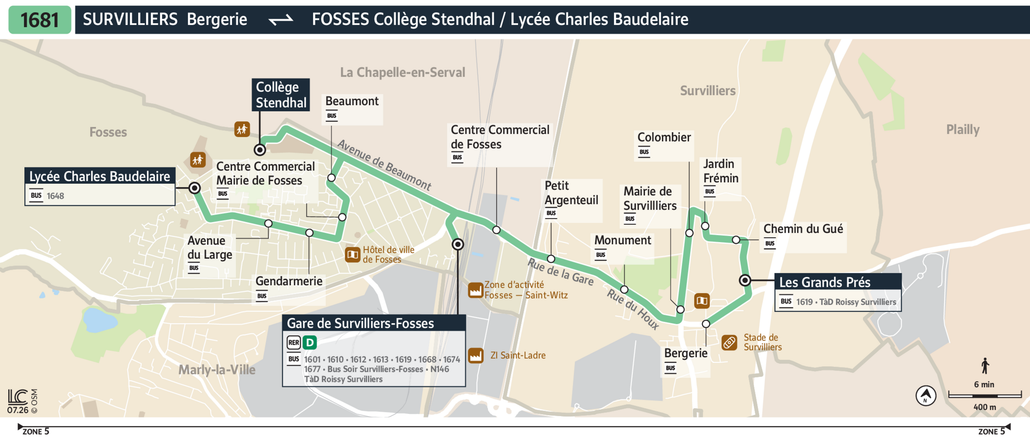 Tracé de la ligne de Bus 1681