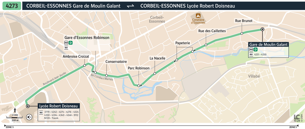 Tracé de la ligne de Bus 4273