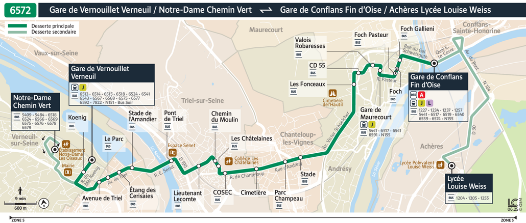 Tracé de la ligne de Bus 6572