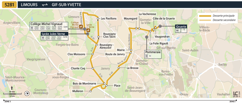 Tracé de la ligne de Bus 5281