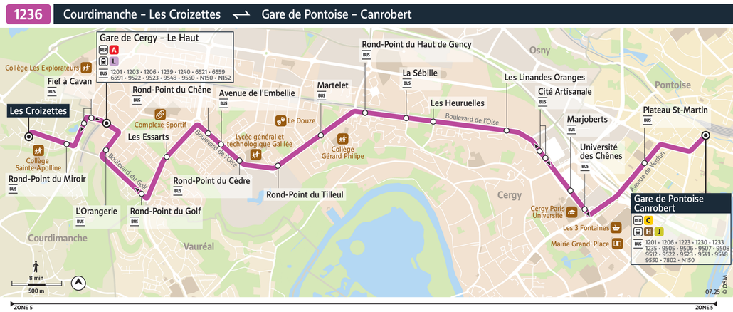 Tracé de la ligne de Bus 1236