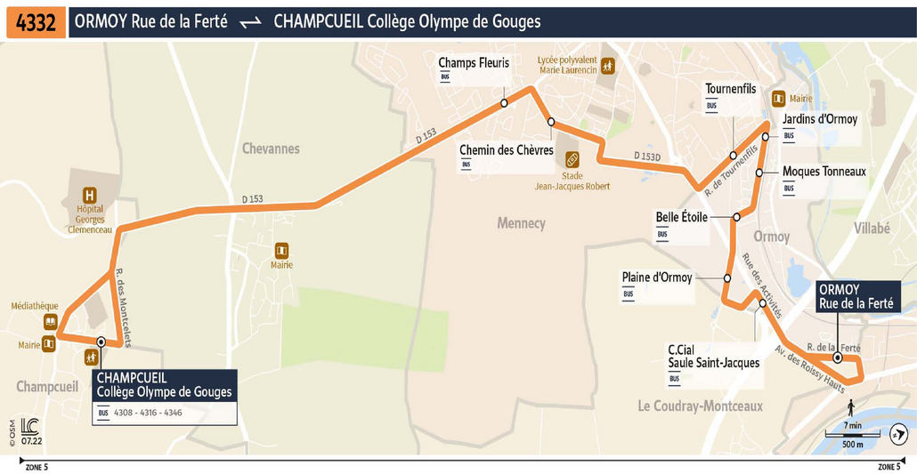 Bus line route 4332