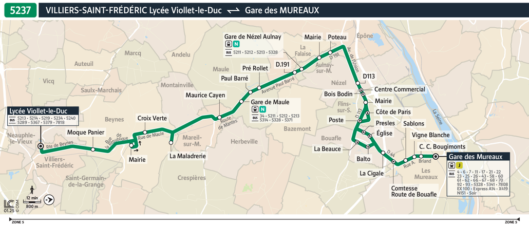 Tracé de la ligne de Bus 5237