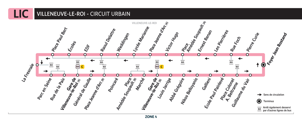 Bus line route Licorne