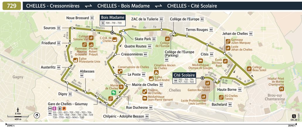 Tracé de la ligne de Bus 729