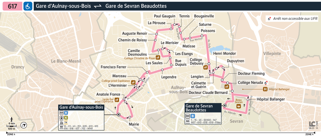 Tracé de la ligne de Bus 617