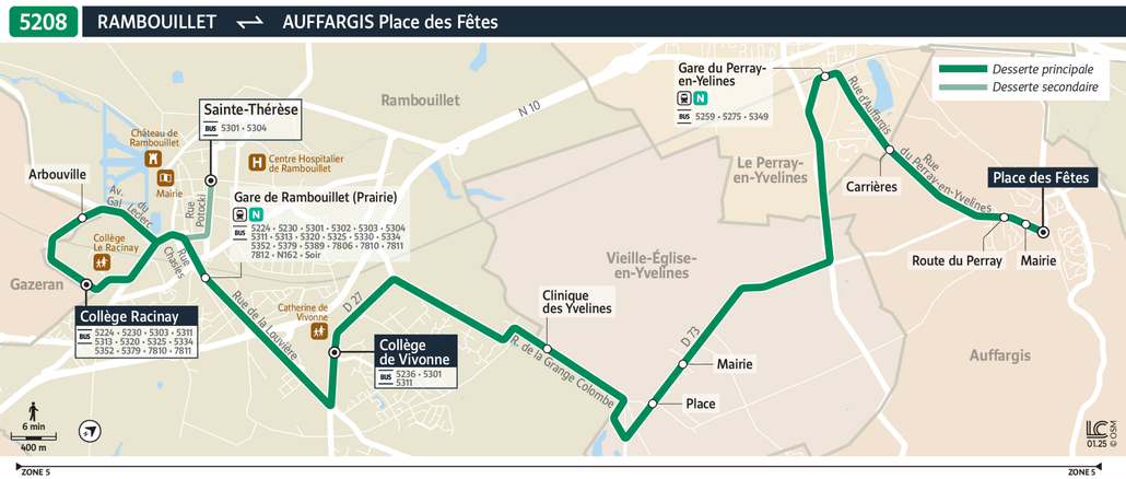 Tracé de la ligne de Bus 5208